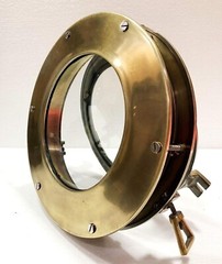 12″ Canal Boat Porthole Window Antique Brown Door Window Glass Home Decor