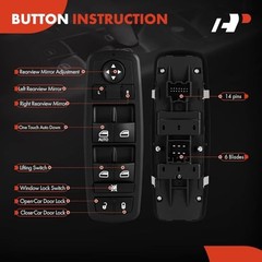 Front Left Driver Side Power Window Switch – Auto Up & Down – Compatible