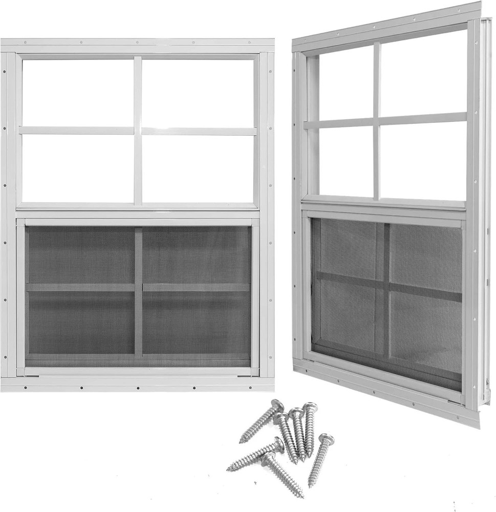 Durable 24″x36″ Sliding Windows with Tempered Glass & Fiberglass Screen – 2 Pack