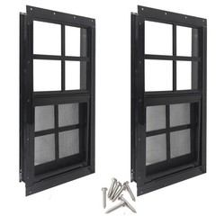 12″ x 18″ Tempered Glass Shed Windows, 2-Pack Small Sliding for Coop, Garage, Ba