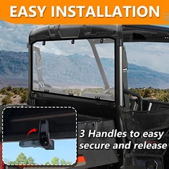 Rear Windshield Compatible with 2015-2026 Polaris Ranger Midsize 570 / Clear