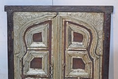 Antique Wooden Wall Décor Window Panel Frame Arch Design White Metal Fitted