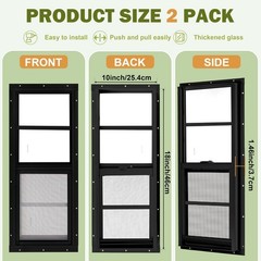 2 Pack Sliding Shed Windows 10×18 In Black Transom Window Tempered Glass Screen