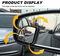 2PCS Fan-Shaped Blind Spot Mirrors for Cars, Universal 360-Degree Convex Wide An