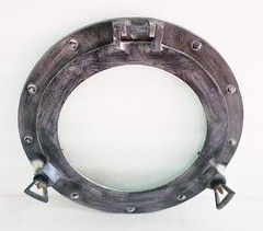 12″ Maritime Antique Black Round Window Glass Nautical Boat Ship Porthole