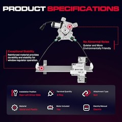 Rear Driver Side Power Window Regulator with Motor (2 Pins) Rear Driver (LH)