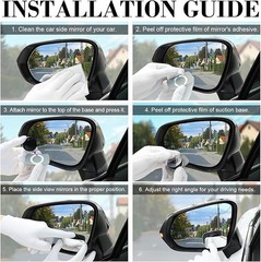 Suction Cup Blind Spot Mirror, HD Glass Frameless Removable Convex Rectangular