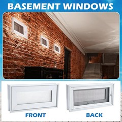 2 Pcs 16” x 8” Small Basement Windows White Aluminum Alloy Bathroom Window
