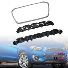 Chrome Black Upper Front Grille W/Surround Trim 6402A276 Compatible with