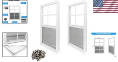 2 Pack 12×18 Flush Mount Shed Windows with Tempered Glass & Fiberglass Screen