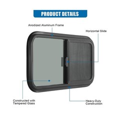 Horizontal RV Window, Tinted Sliding with Net Screen and Trim Ring | 21″ W x …