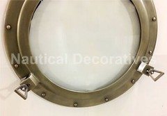 20″ Aluminum Porthole Antique Finish~Porthole Glass Ship Window Home Decor