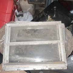 Two White Metal Awning Window, Paintable, Clear Glass, 15 x 12 in, Basement
