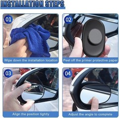 2PCS Framed Oval Blind Spot Mirrors for Car, Universal 360° Adjustable Stick-on