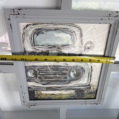 Rustic White Wood Framed Truck Picture Window, Clear Single-Pane Glass 20by20 in