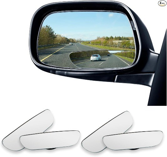 2 Pairs Frameless HD Glass Convex Blind Spot Mirrors, 360-Degree Adjustable Swiv
