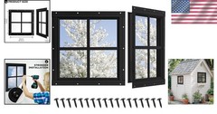 2 Pack 12″ x 12″ Shed Windows with Tempered Glass – Durable & Stylish Black