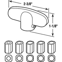 Slide-Co 173234-W Window Tee Crank Casement Handles, White (2-pack)
