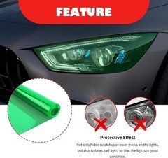 12×47 Inch Self-Adhesive Headlight & Tail Light Tint Film Kit wit Color: Green