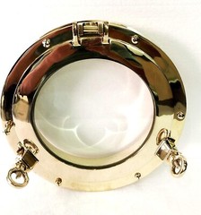 12″ Canal Boat Porthole Window Shiny Brass Door Window Glass Porthole Home Decor