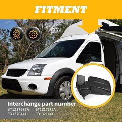 Left Side Mirror Assembly For Transit Connect 2011-2013 Black