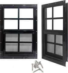 24″ X 27″ Shed Windows with Tempered Glass and Fiberglass Screen, 2 Pack Small S