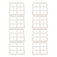 8Pcs White Wooden Miniature Window Frames for Dollhouse DIY Crafts Accessories