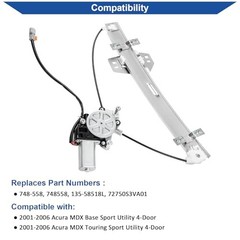 748-559 Power Window Regulator with Motor Compatible Rear Right Passenger Side
