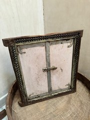 Vintage Wooden Wall Hanging Window Panel With Frame Original old Hand Crafted