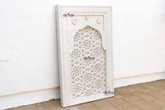 Taj Carved Indian Marble Window, Ornate Lattice Wall Panel, Marble Screen