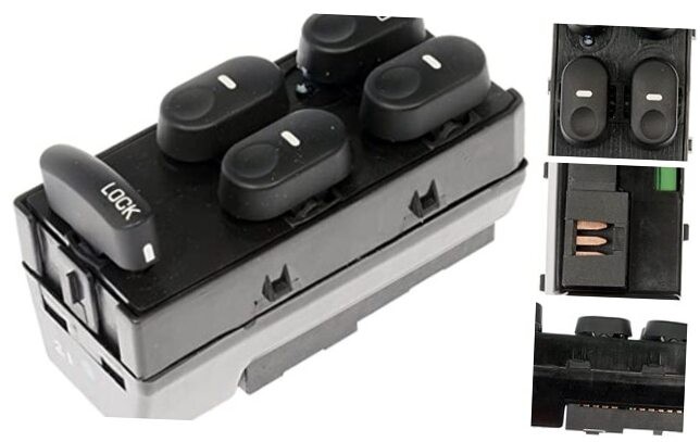 901-002 Front Driver Side Power Window Switch 5 Button Compatible with Select