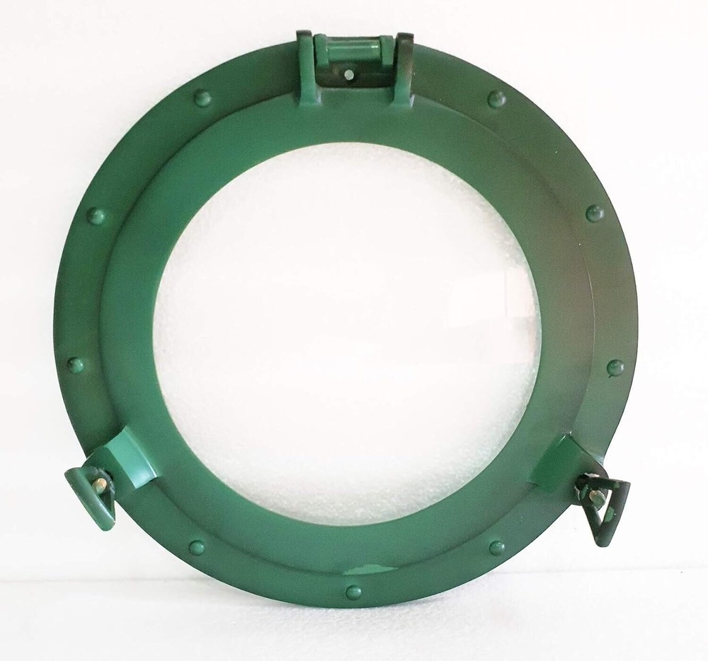 12″ Maritime Antique Green Patina Nautical Porthole Round Window Glass Nautical