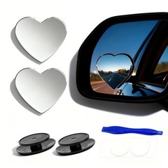 2 pcs Blind Spot Mirrors 2 Heart Shaped HD Glass Convex 360° Wide Angle Side