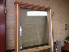 Anderson window double hung, wood trim inside, clad outside, 75 x 34 1/4″, new