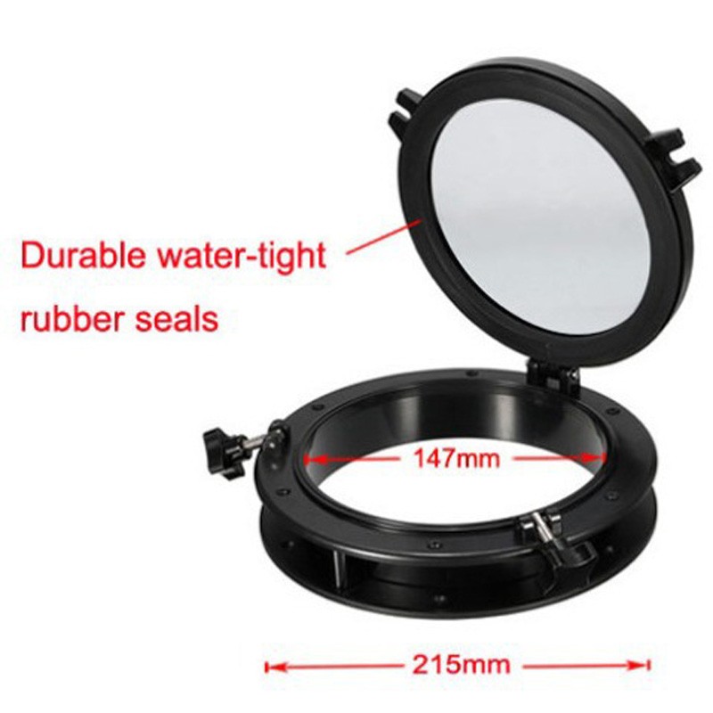 Porthole Marine Boat Portlight Hatch Yacht RV Port Light Window Black 215/265mm