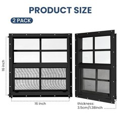 Shed Window COLORPAPA 16x16in Flush Mount Sliding Black