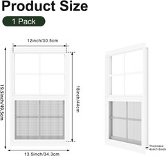 Chicken Coop Window 12 x 18 inches Sliding Shed Window with Tempered Glass and