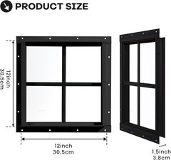 2 Pack 12″ x 12″ Shed Windows with Tempered Glass – Durable & Stylish Black
