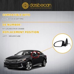 Driver Side Mirror Compatible With 2016 2017 2018 Kia Optima Left Black