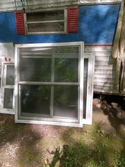 White Aluminum Sliding Window 45 3/4 x 53 Frosted Single-Pane w/ Screen