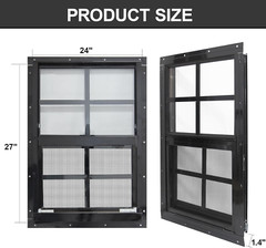 24″ X 27″ Shed Windows with Tempered Glass and Fiberglass Screen, 2 Pack Small S