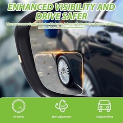 2Pcs Blind Spot Mirror for Car, HD Glass Frameless Convex 360° Wide Angle Adjust