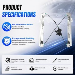 Power Window Regulator w/o Motor 749-509 Compatible with Front Right 749-509