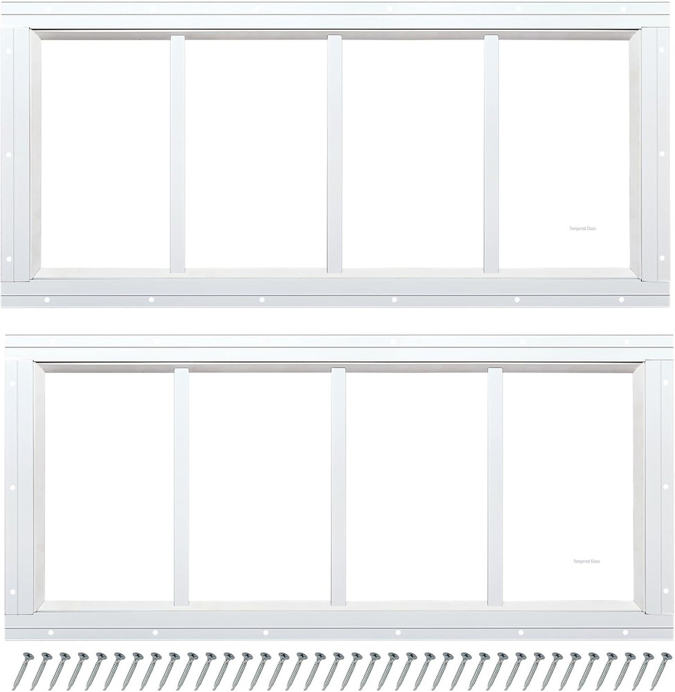 Shed Window 12″X24″ 2 Pack Transom Window Fixed Design with Tempered Glass, Perf