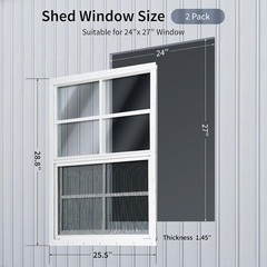 2 Pcs 24″X27″ White Shed Windows with Tempered Glass & Fiberglass Screen – Flush