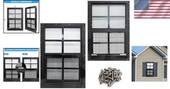 2 Pack 18×23 Aluminum Shed Windows with Tempered Glass and Fiberglass Screen