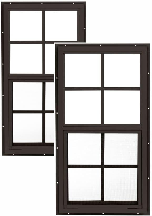 W1427BRJ-BX2 14″ W x 27″ H J-Lap Sliding Shed Window, Brown, Tempered Glass
