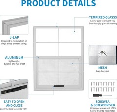 2PCS 18″ x 27″ Shed Window Household Sliding Windows for Shed Chicken Coop