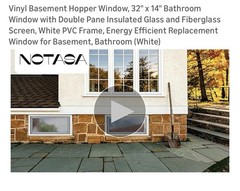 Vinyl Hopper Basement Window, 32″ x 14″ Sliding Bathroom Window with Doubl(S182)