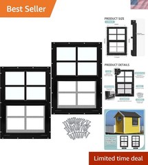 12″x18″ Sliding Shed Windows 2-Pack with Tempered Glass & Easy Installation